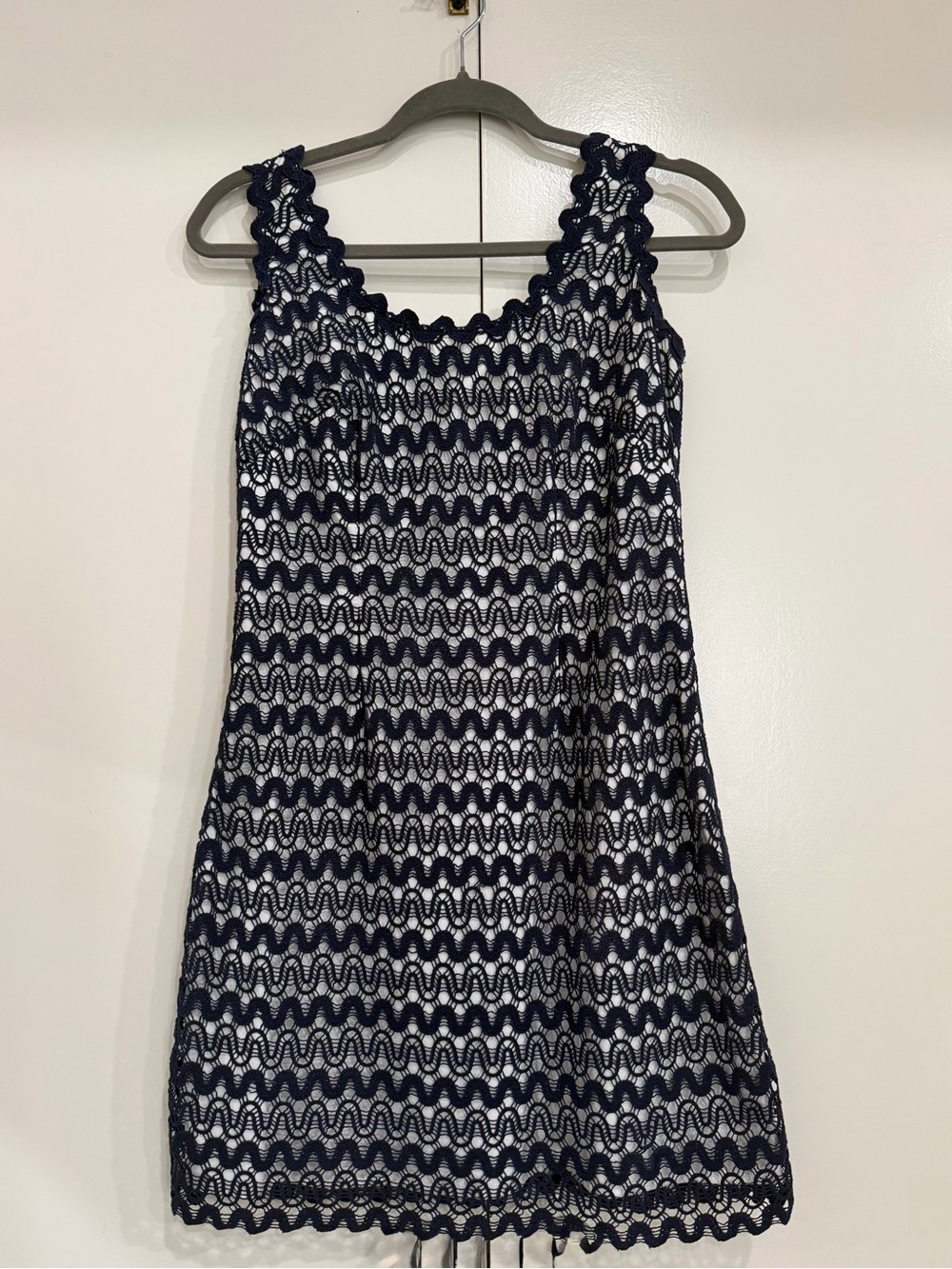 Lilly Pulitzer Navy and White Crochet Overlay Dress